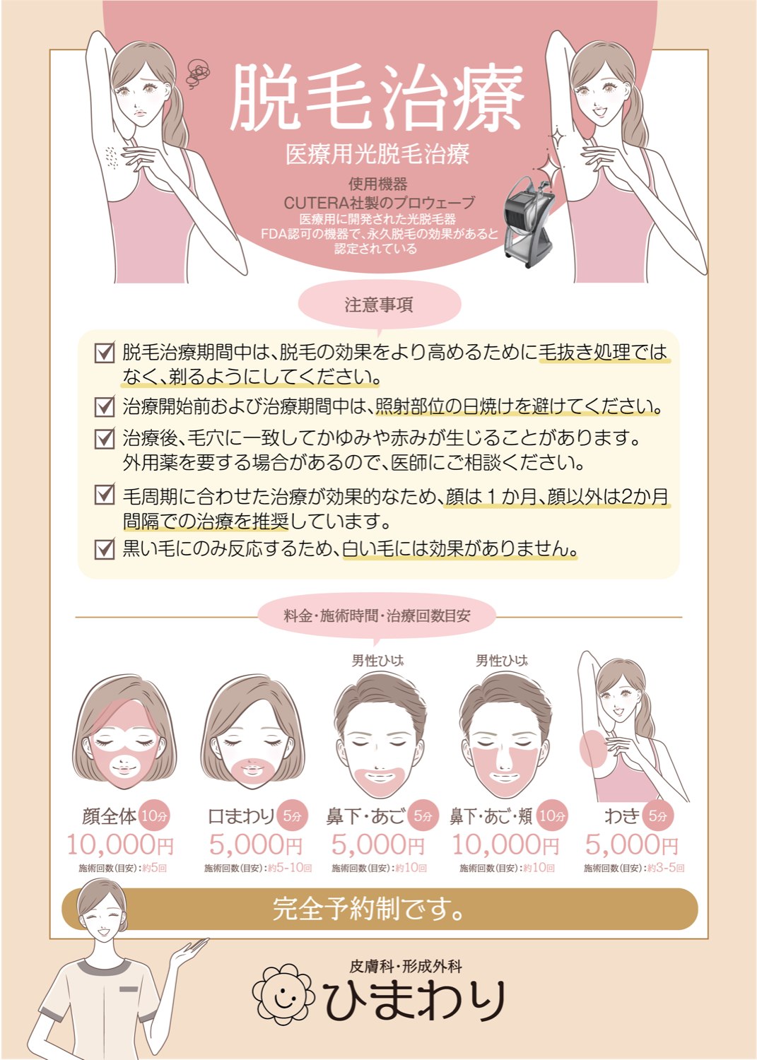 脱毛治療 — 注意事項・料金